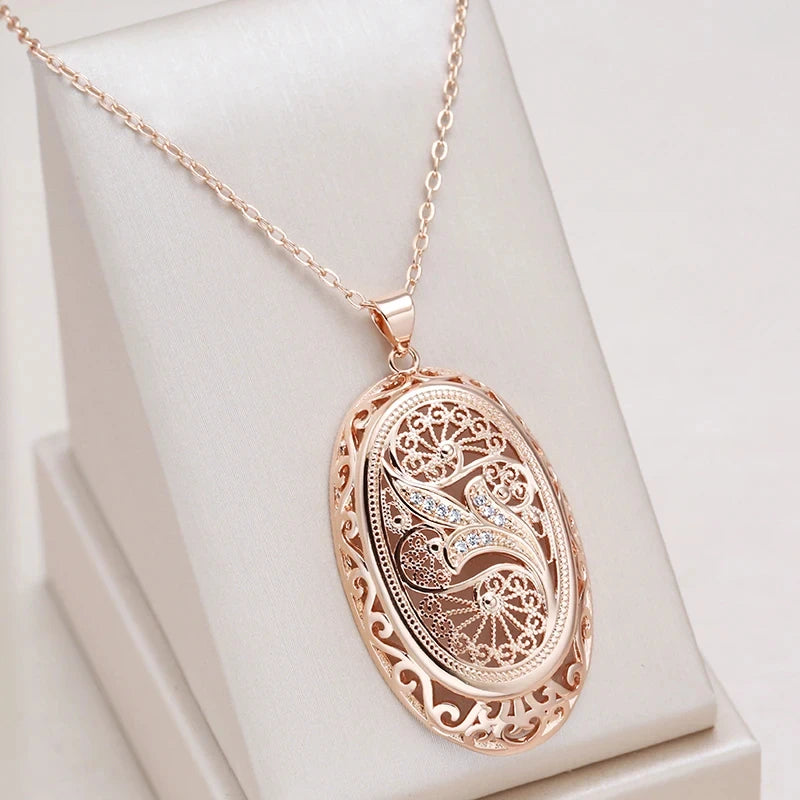 Fashion Hollow Flowers Big Pendant Necklace