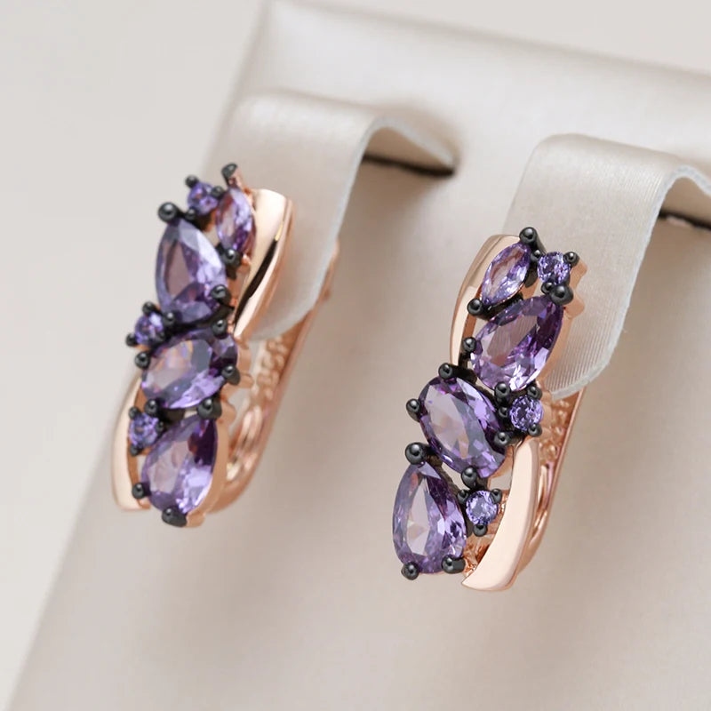 Luxury Purple Natural English Earrings