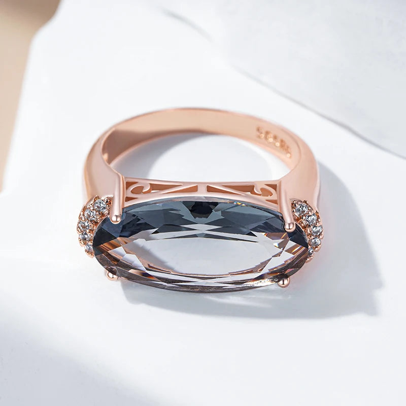 Hot Grey Big Oval Wedding Rings For Women