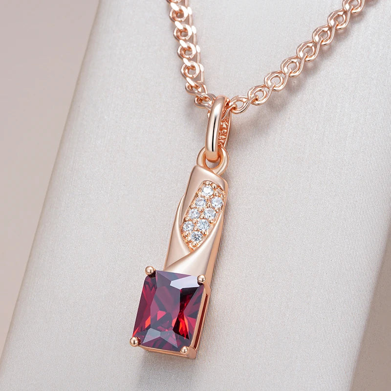 Shiny Square Red Pendant Necklace