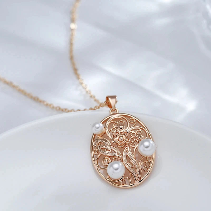 New Luxury Natural 585 rose Gold Pendant Necklace 003