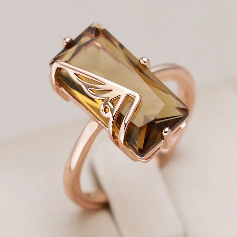 Hot Fashion Light Brown Natural Zircon Big Ring