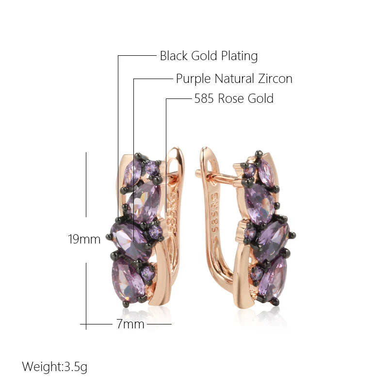 Luxury Purple Natural English Earrings