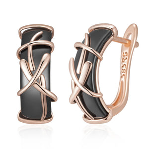 Unusual 585 Rose Gold Color Cross Earrings 002 - Legacy Magics