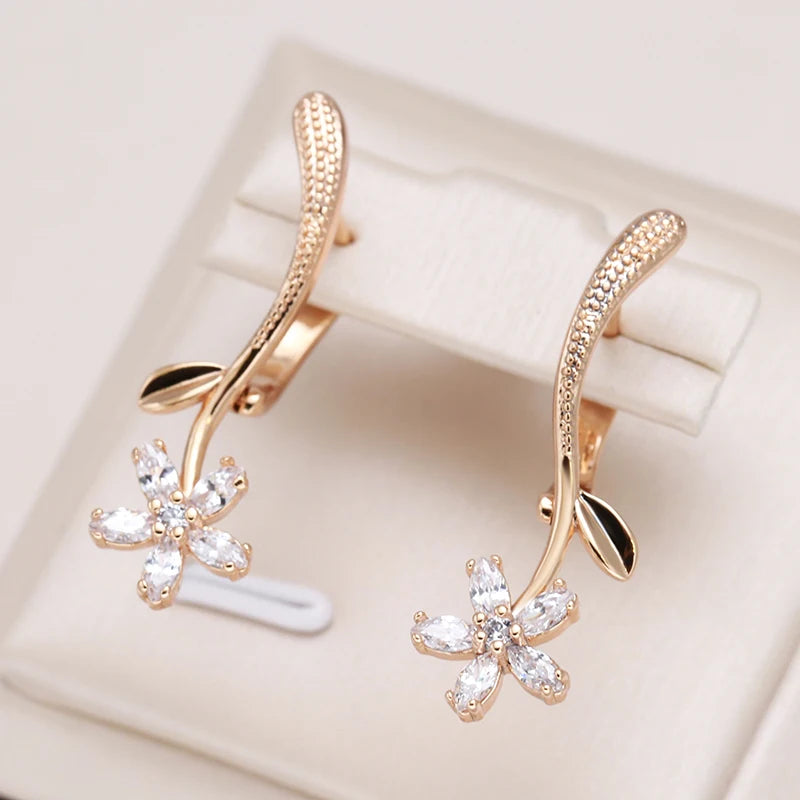 Fashion Natural Flower Long Drop Earrings 001