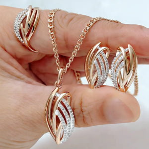 Natural zircon jewelry set including ring, earrings, and necklace for women, featuring sparkling zircon stones by Legacy Magics.