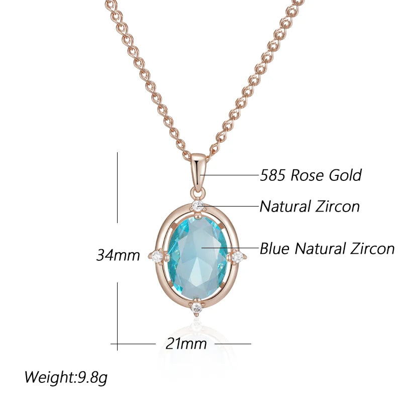 Simple Romantic Blue Natural Bridal Pendant Necklace