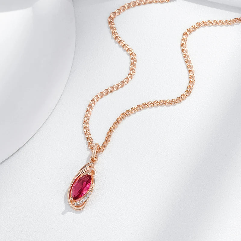 Red Rhombus Natural Pendant Necklace