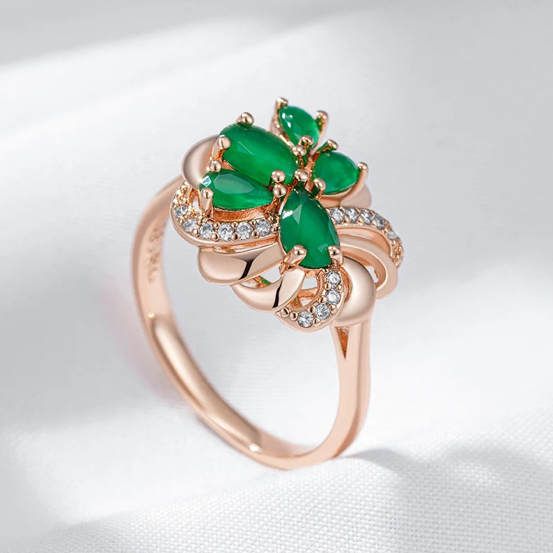 Trend Big Vintage Natural Glossy Metal Ethnic Bride Ring 066