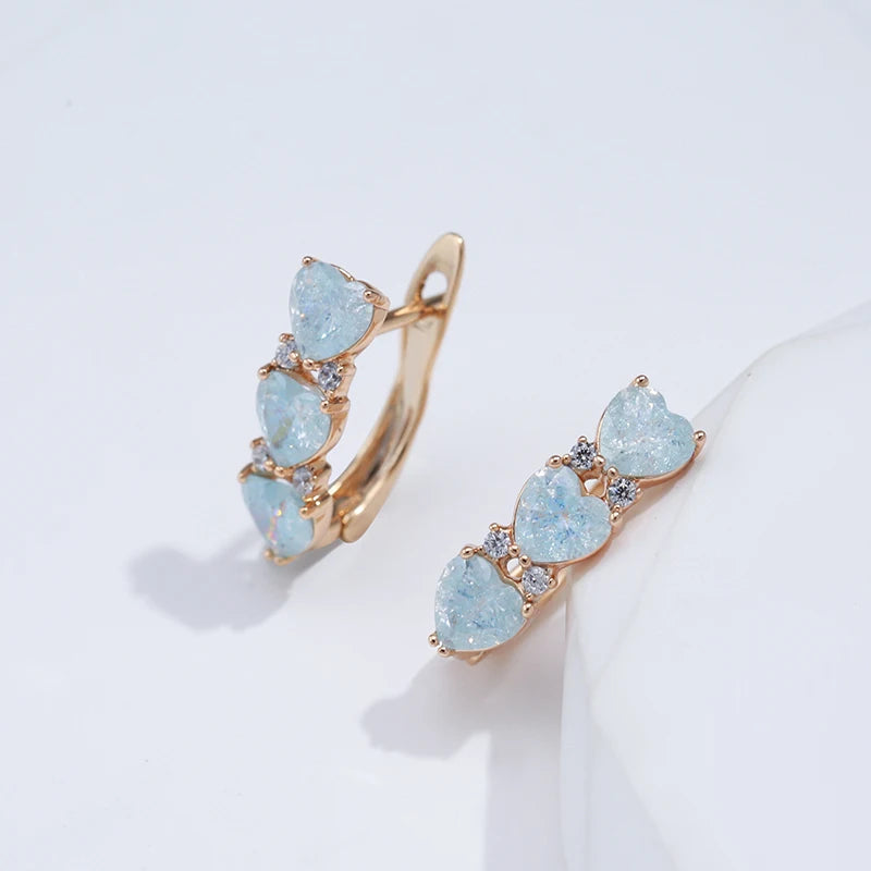 Blue Heart Luxury Design Drop Earrings