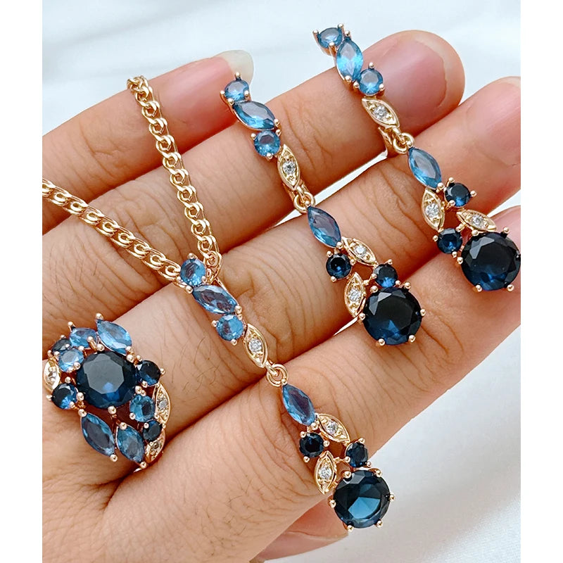 Natural Zircon jewelry set for women featuring elegant earrings and pendant necklace by Legacy Magics.