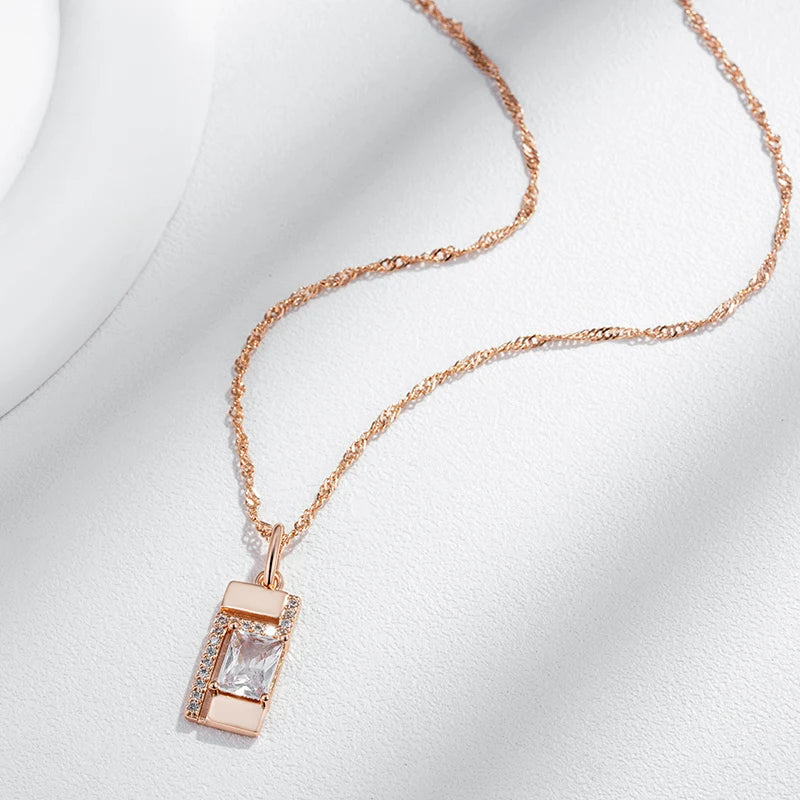 New Luxury Natural 585 rose Gold Pendant Necklace 005