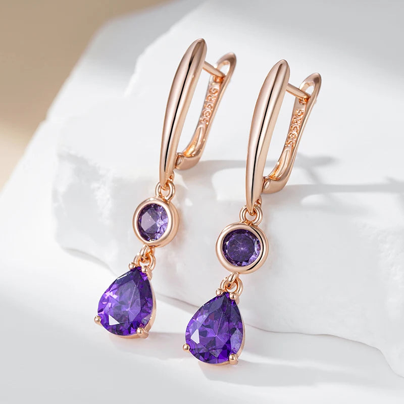 Hot Shiny Purple Long Dangle Earrings