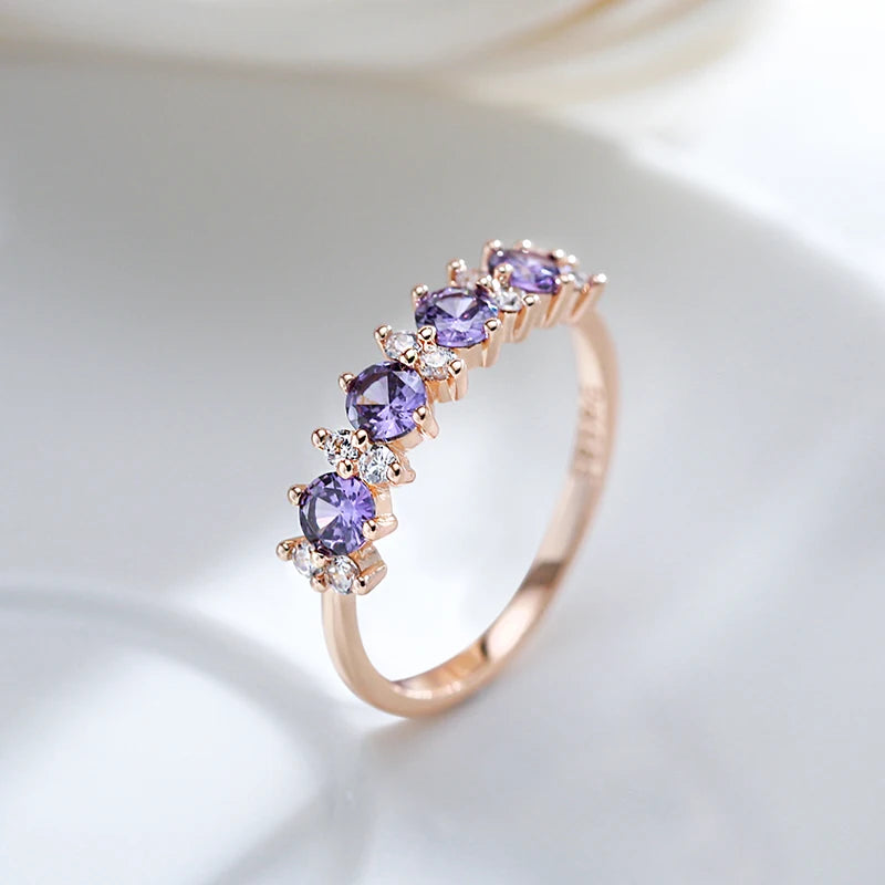 Sparkling Purple Natural Zircon Ring