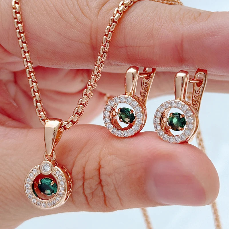 Natural Zircon ring, earrings, and necklace set for women by Legacy Magics, featuring sparkling zircon stones and elegant jewelry design.