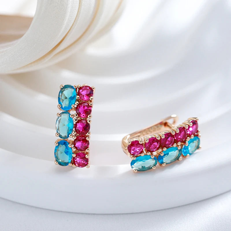 Hot Mix Blue Red Square Dangle Earrings