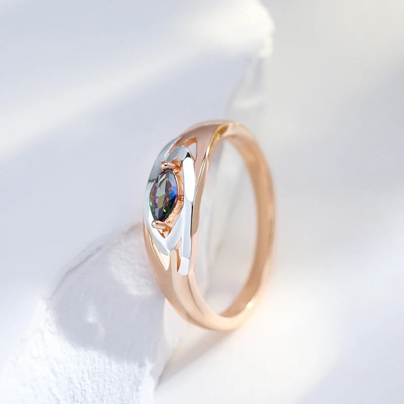 Trend Big Vintage Natural Glossy Metal Ethnic Bride Ring 083