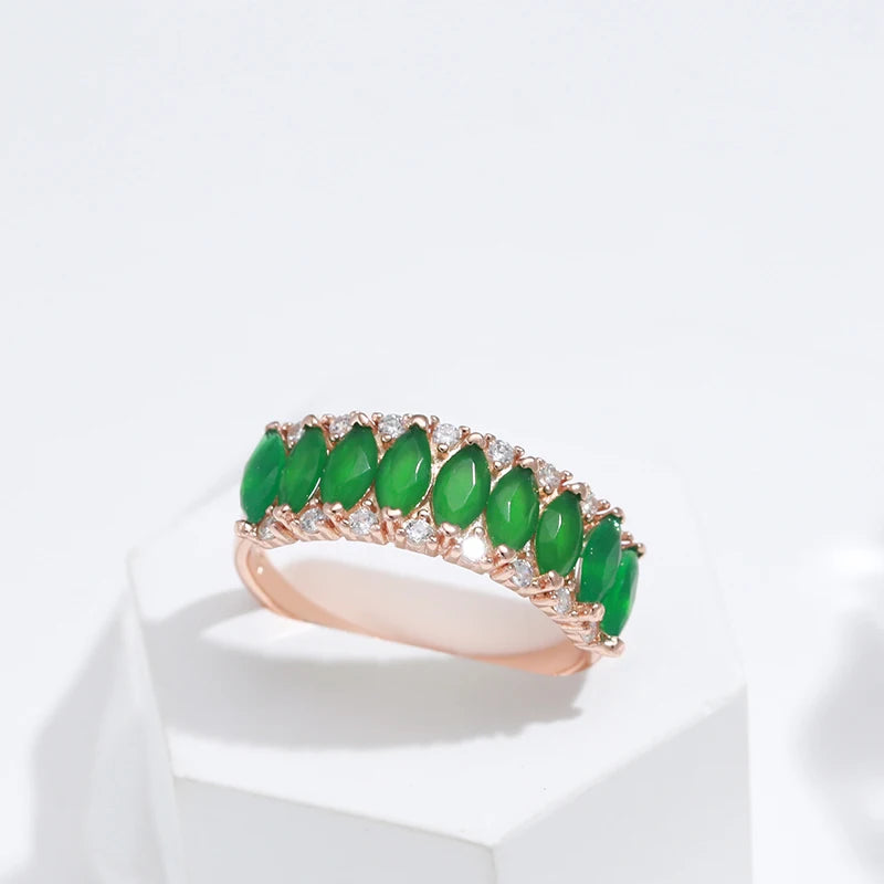 Full Green Natural Zircon Women's Ring