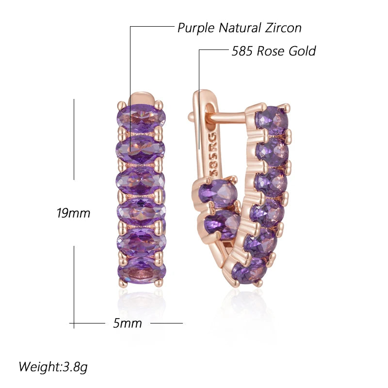Hot Shiny Purple Natural Zircon Drop Earrings