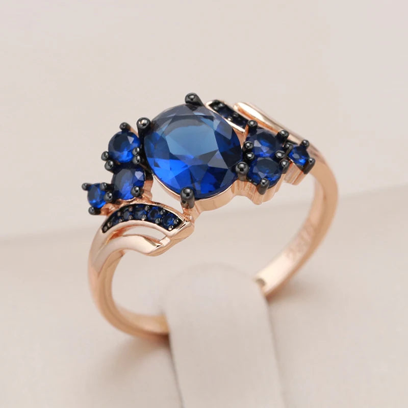 Luxury Blue Gold Black Plating Vintage Rings