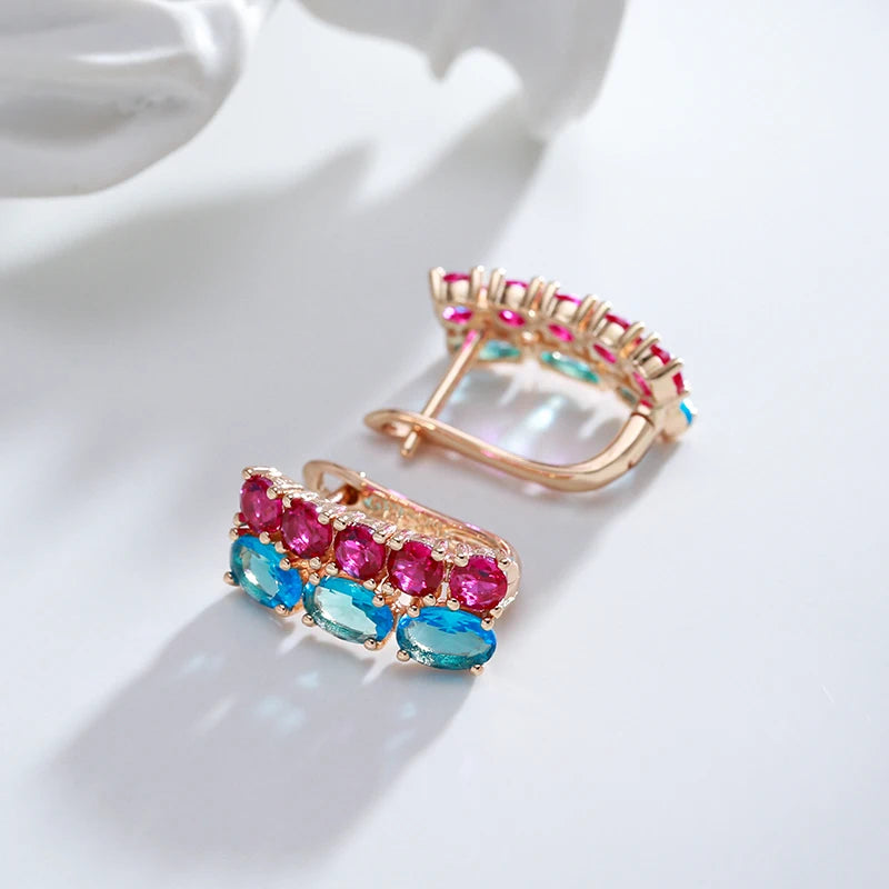 Hot Mix Blue Red Square Dangle Earrings