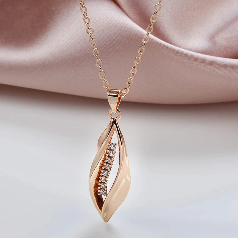 Hot 585 Rose Gold Color Long Pendant Necklace