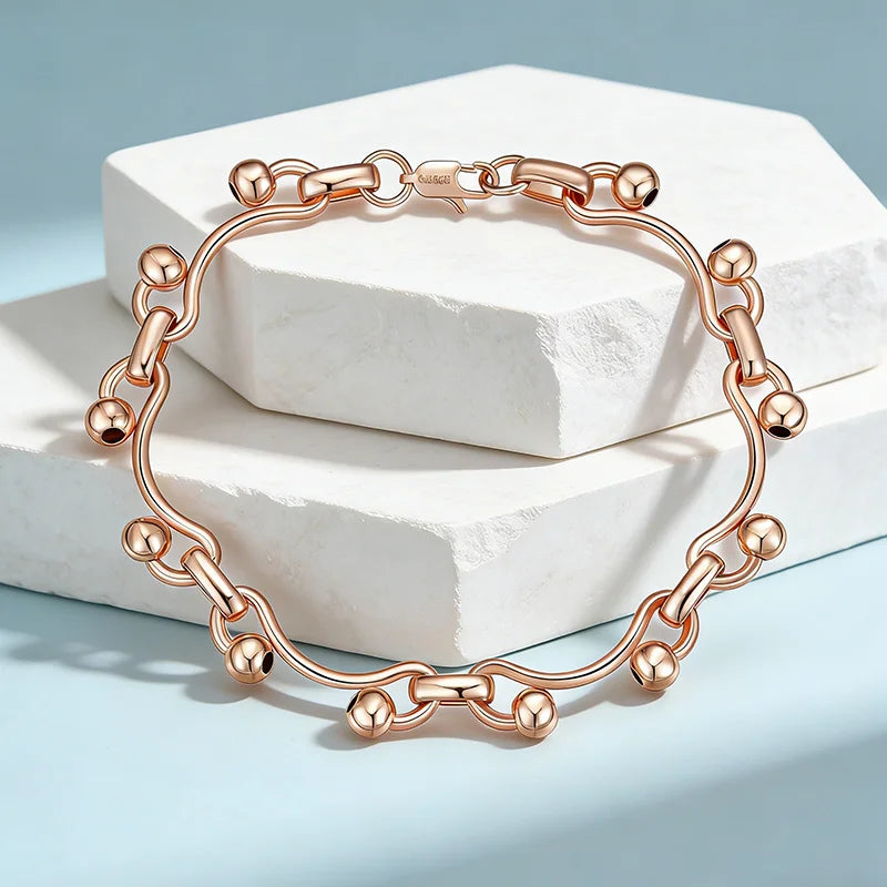 Kinel Hot Fashion glossy rose gold dangle bracelet for women, high-quality daily jewelry by Legacy Magics, elegant bridal accessory