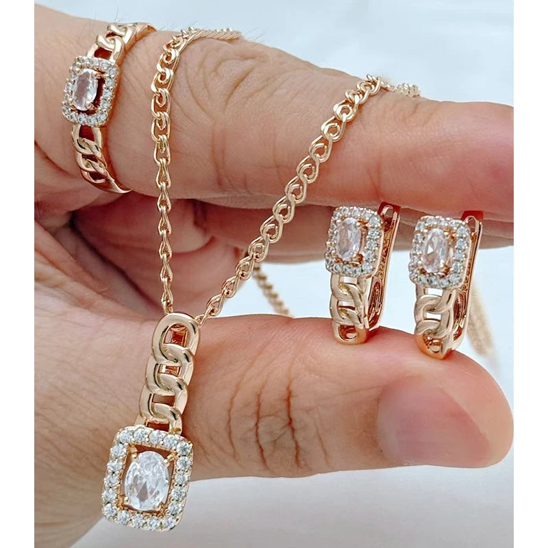 Natural Zircon jewelry set for women featuring elegant earrings and a matching necklace by Legacy Magics.
