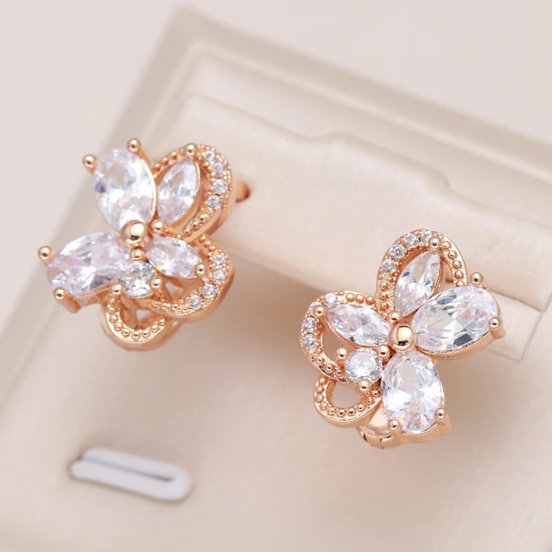 Luxury Flower Rose Gold Earrings