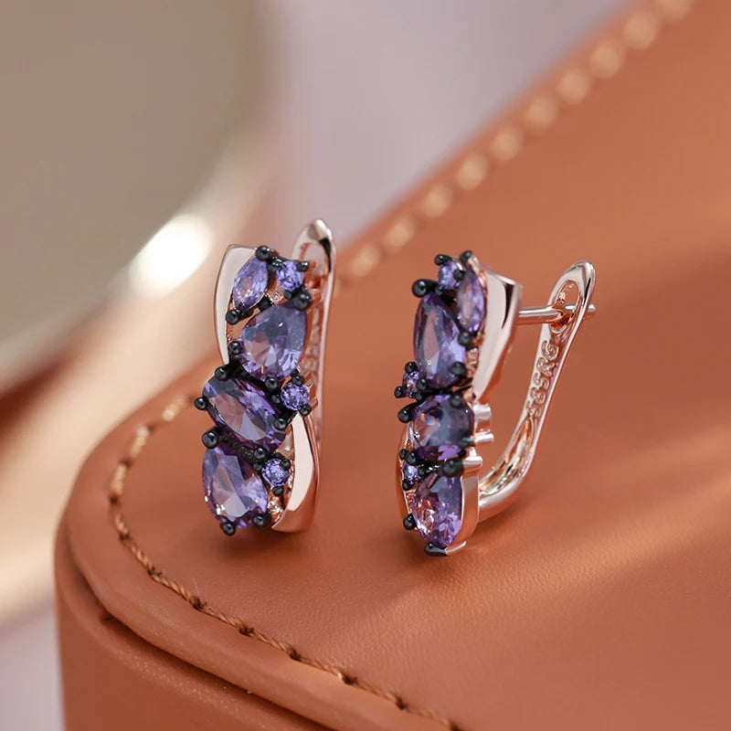 Luxury Purple Natural English Earrings