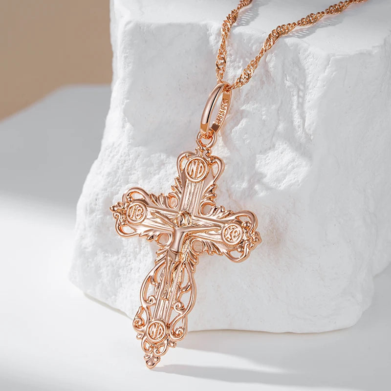 New Luxury Natural 585 rose Gold Pendant Necklace 024