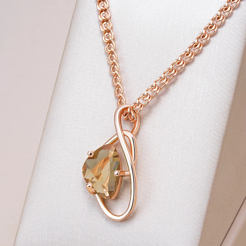 New Luxury Natural 585 rose Gold Pendant Necklace 004