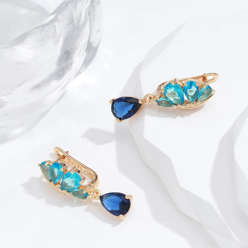 Blue & Gold Drop Earrings