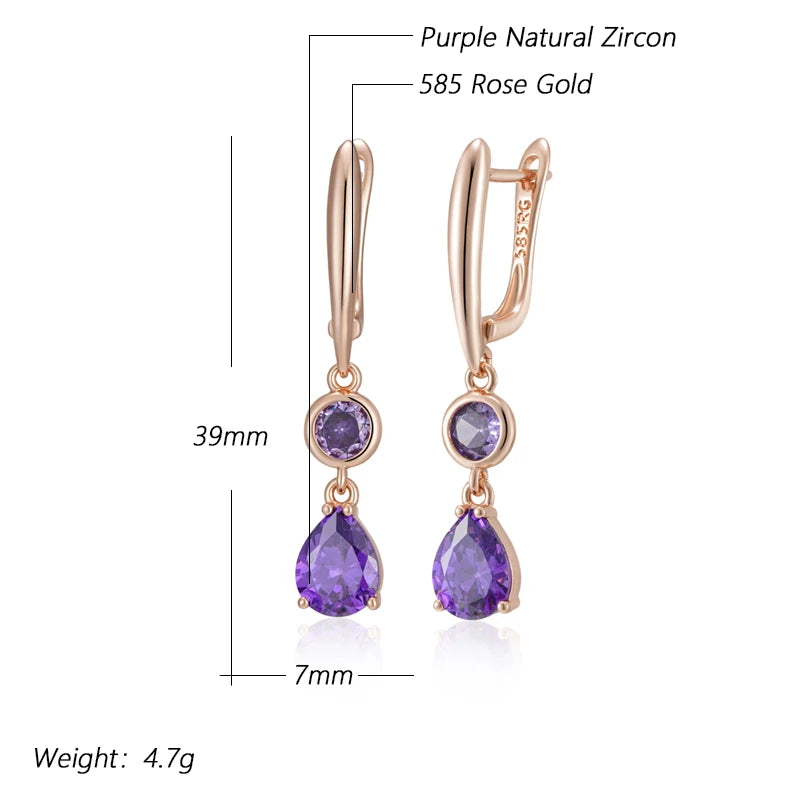 Hot Shiny Purple Long Dangle Earrings