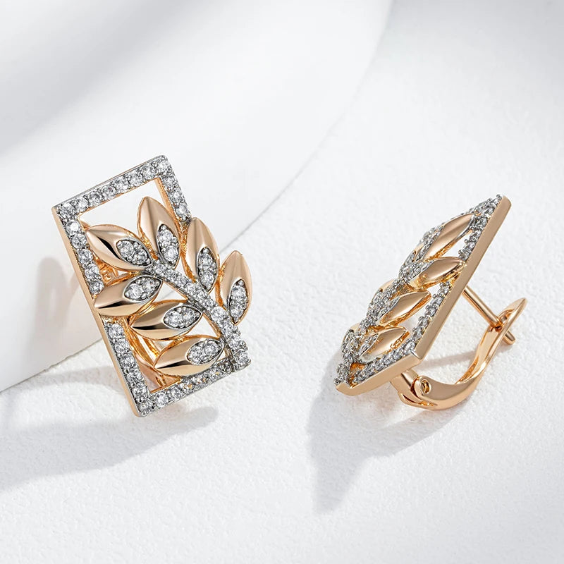 New Fashion Square Wide Crystal Flower Drop Earrings