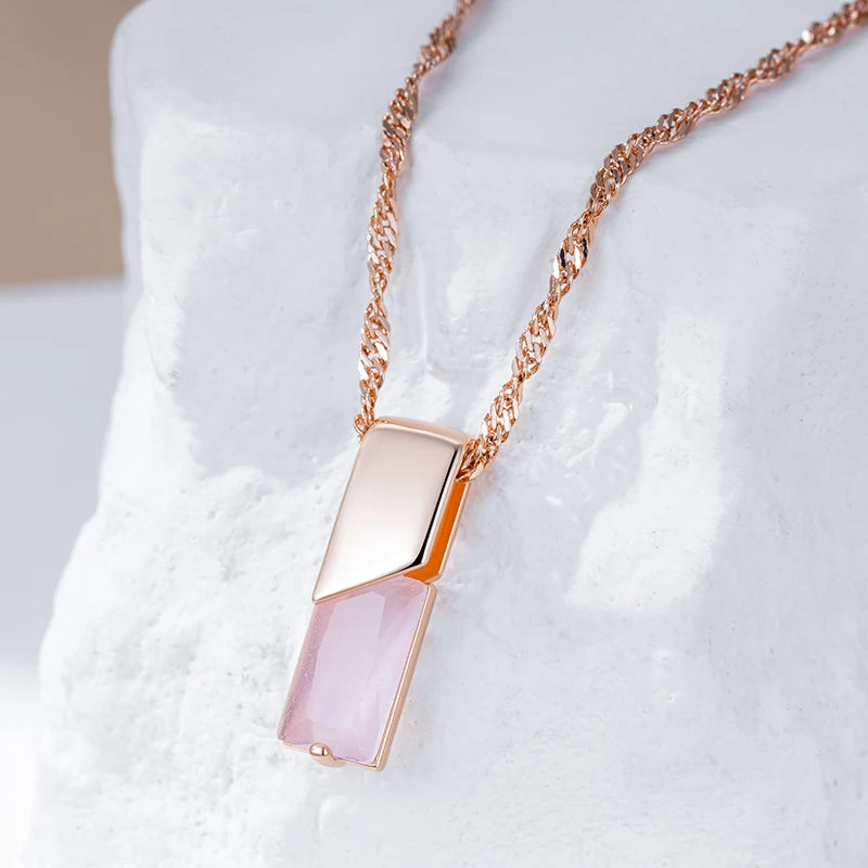 New Luxury Natural 585 rose Gold Pendant Necklace 009