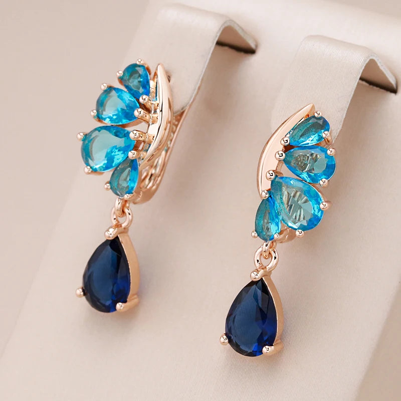 Blue & Gold Drop Earrings