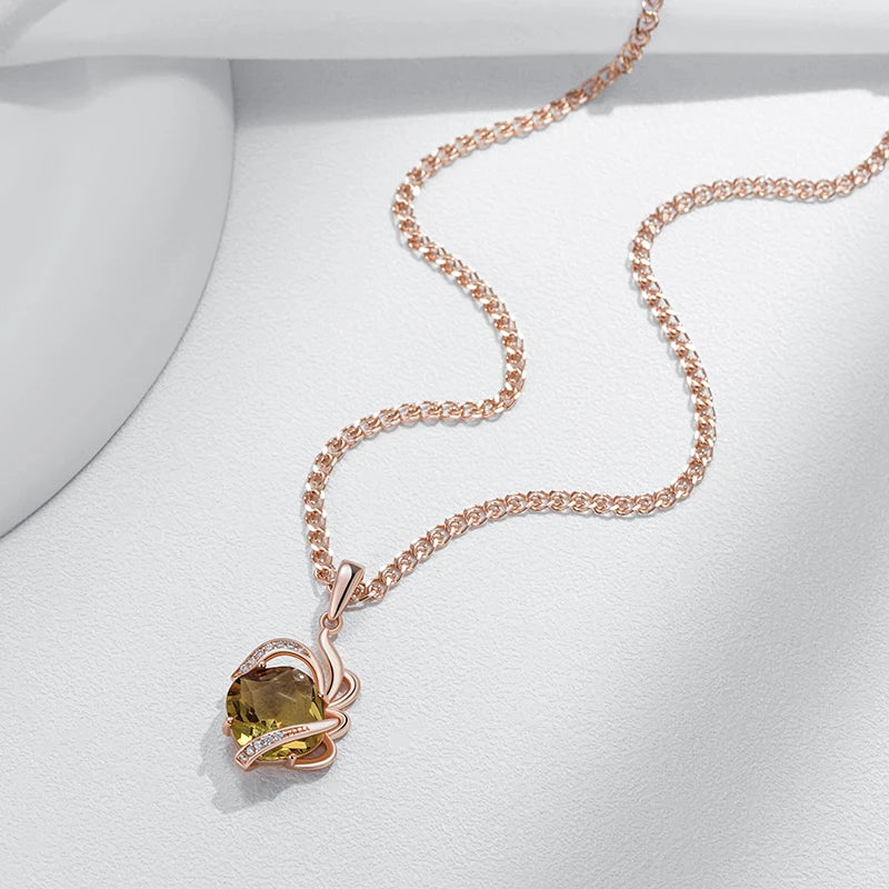 Brown Natural Zircon Pendant Necklace