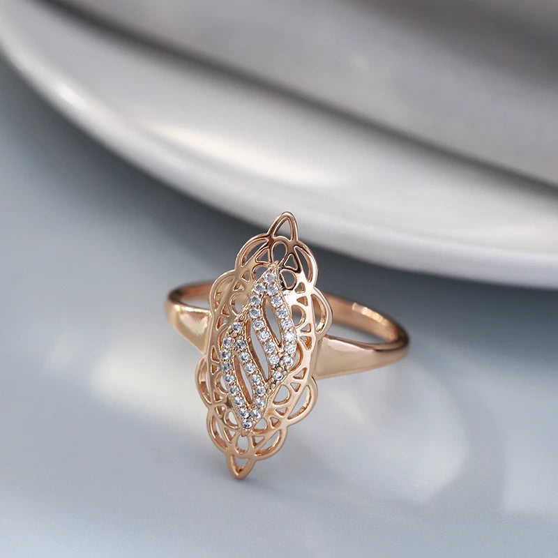 Luxury Rose Gold Ring Natural Hollow Rings