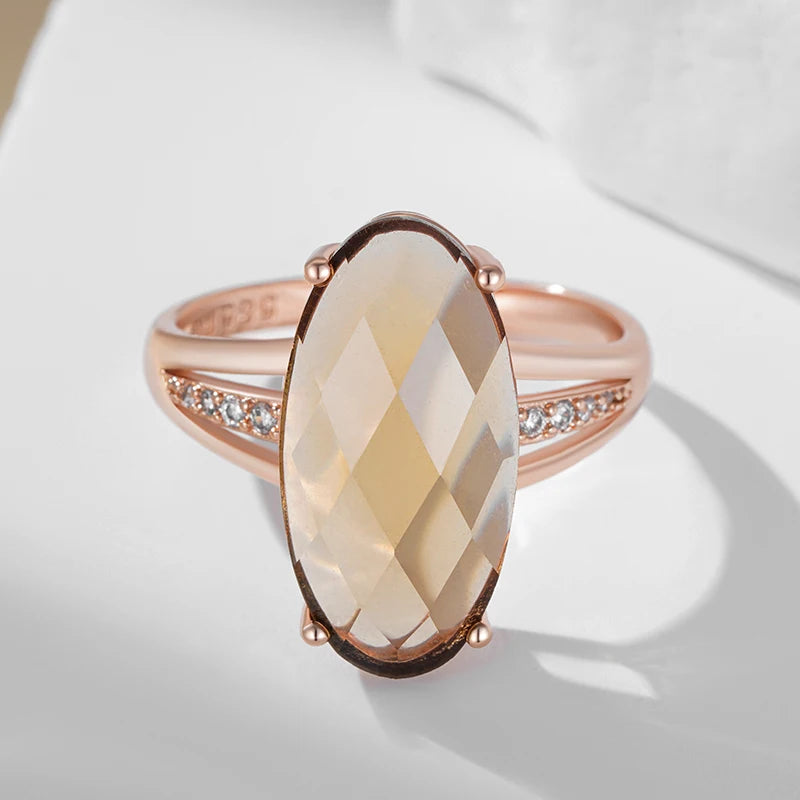 Trend Big Vintage Natural Glossy Metal Ethnic Bride Ring 093