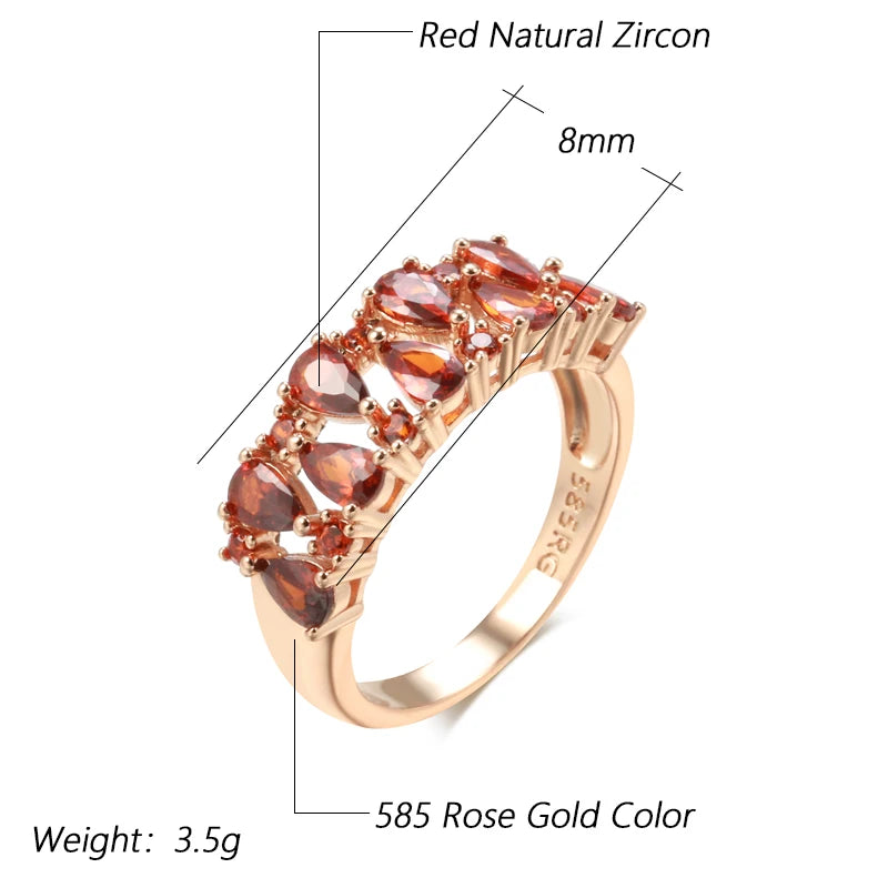 Full Red Natural Zircon Paved Width Ring