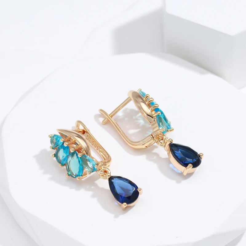 Blue & Gold Drop Earrings