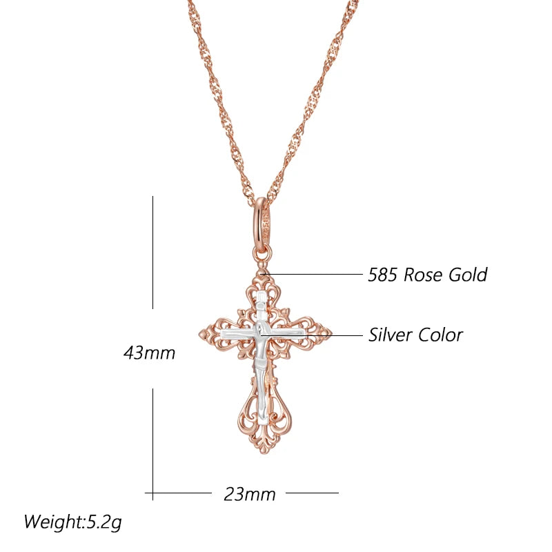New Luxury Natural 585 rose Gold Pendant Necklace 019