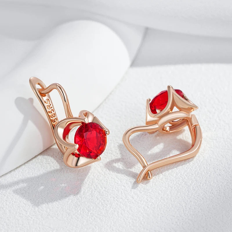 Shiny Red Natural English Earrings