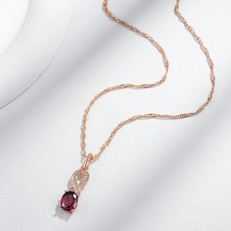 Trend Red Natural Zircon Pendant Necklaces