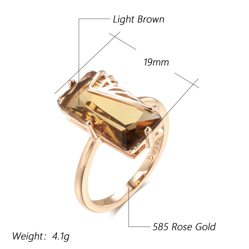 Hot Fashion Light Brown Natural Zircon Big Ring
