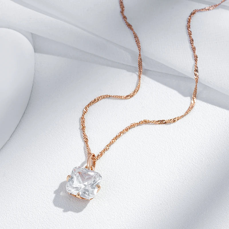 New Luxury Natural 585 rose Gold Pendant Necklace 013