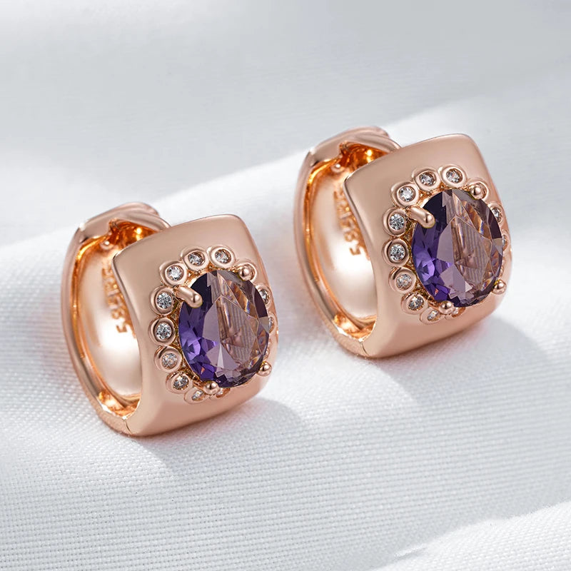 Hot Shiny Purple Natural Big Hoop Earrings