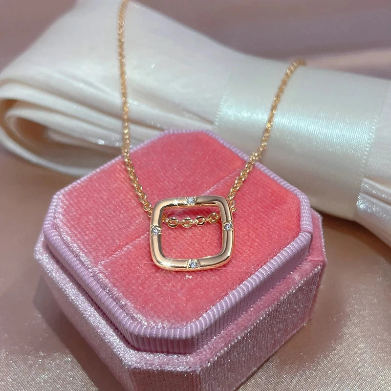 New Square Cut-out Pendant Necklace
