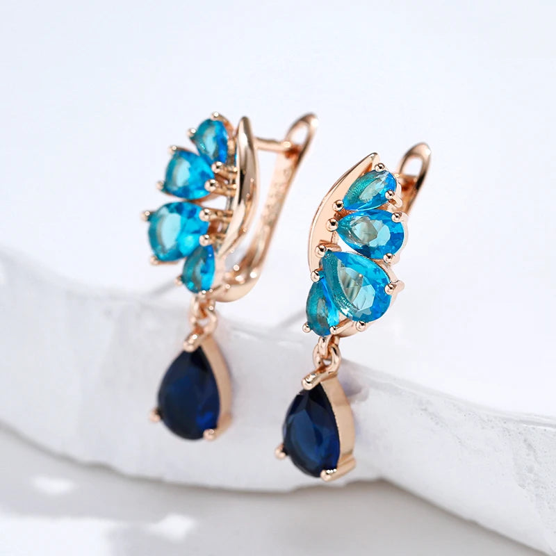 Blue & Gold Drop Earrings